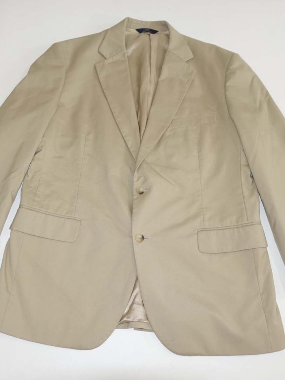 Brooks Brothers Men's Khaki Blazer Size 42 Regular Beige Cotton Blend 2 Button